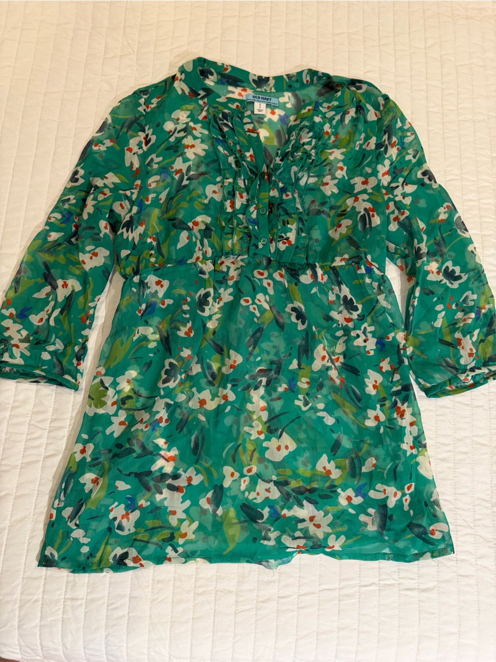 Old Navy Green Floral Maternity Tunic